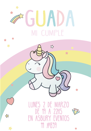 Invitación Baby Unicorn. Pers